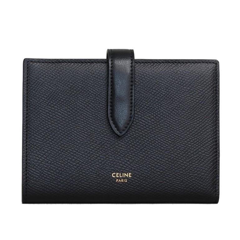 セリーヌ ミディアム ストラップウォレット グレインドカーフスキン 二