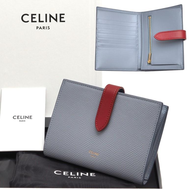 セリーヌ ミディアム ストラップウォレット バイカラー グレインド