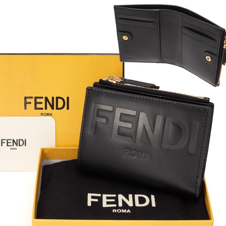 フェンディ スナップ式二つ折り財布 外側ジップコインケース付き折財布 