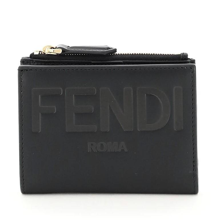 フェンディ スナップ式二つ折り財布 外側ジップコインケース付き折財布 