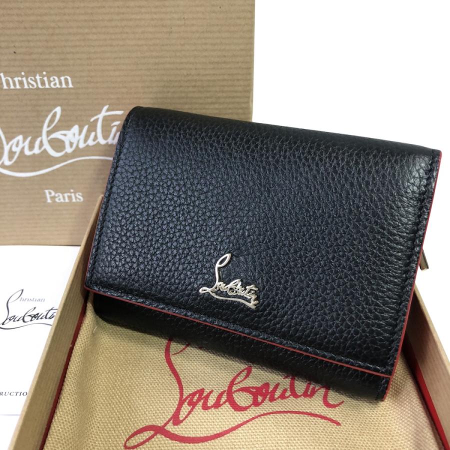 ルブタン 三つ折りミニ財布 ロゴデザインレザー Boudoir Mini Wallet 