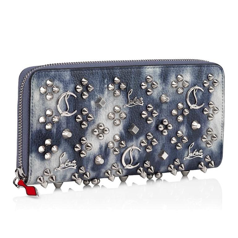 ルブタン パネトーネ ウォレット ラウンドジップ長財布 デニム調レザー  