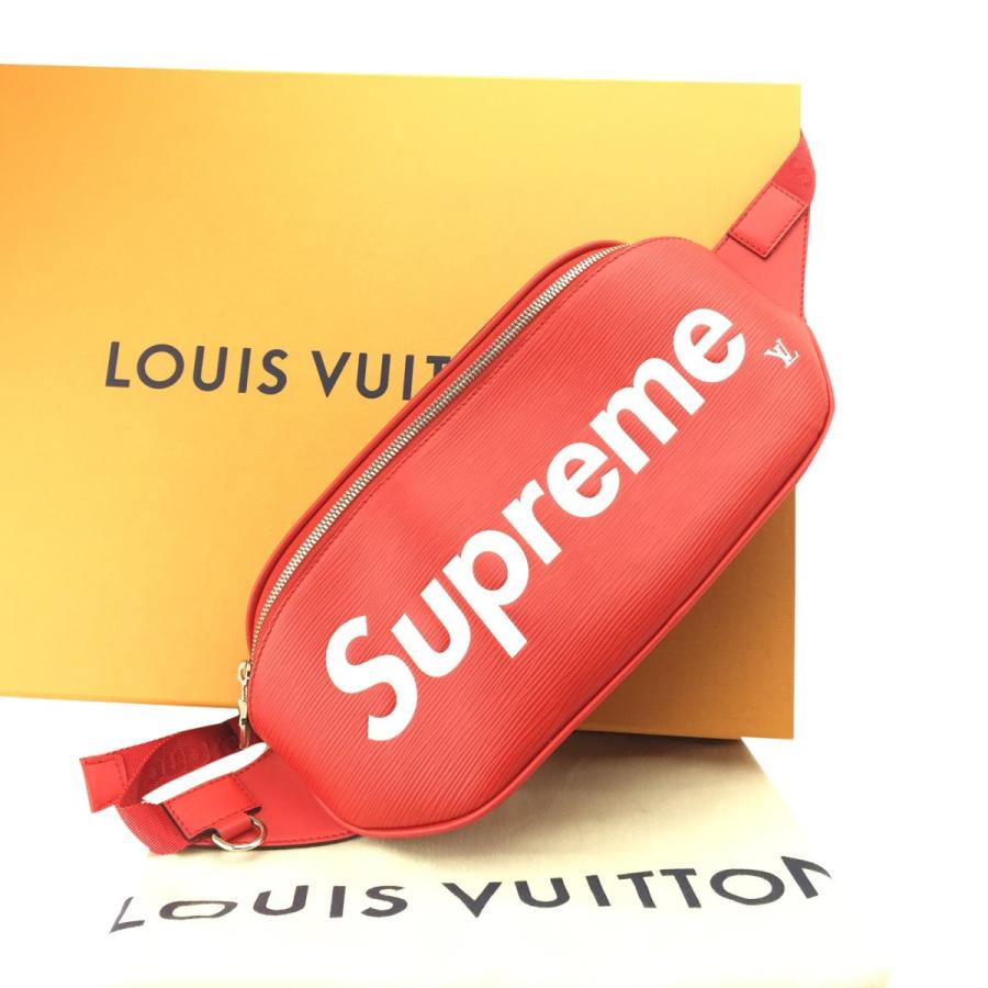 LOUIS VUITTON �~ Supreme Epi Bum Bag Waist Bag Red M53418 LV Auth