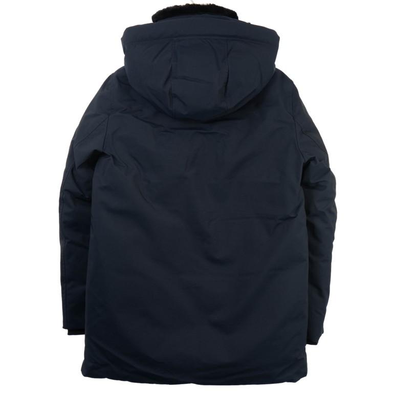 マッカージュ SULLIVAN ムートン ダウンジャケット フード付きダウンコート メンズアウター ブラック SULLIVAN NAVY MACKAGEの画像