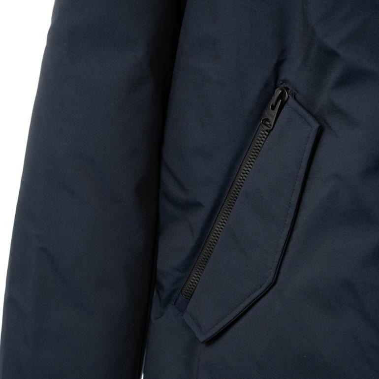 マッカージュ SULLIVAN ムートン ダウンジャケット フード付きダウンコート メンズアウター ブラック SULLIVAN NAVY MACKAGEの画像