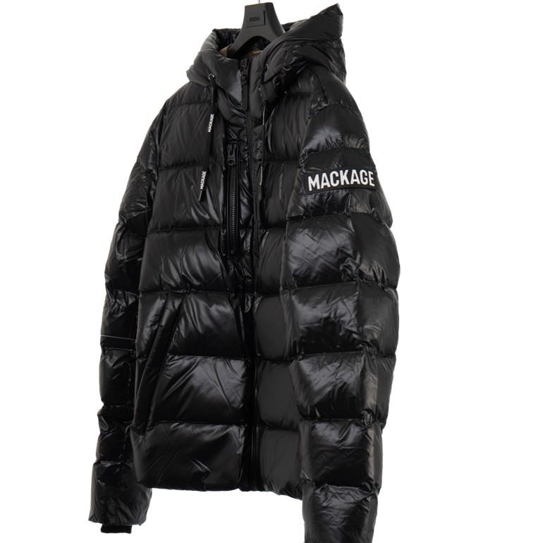 マッカージュ VICTOR(ビクター) ナノダウンジャケット 一体型フード メンズアウター 軽量ナイロン ブラック VICTOR BLACK MACKAGEの画像