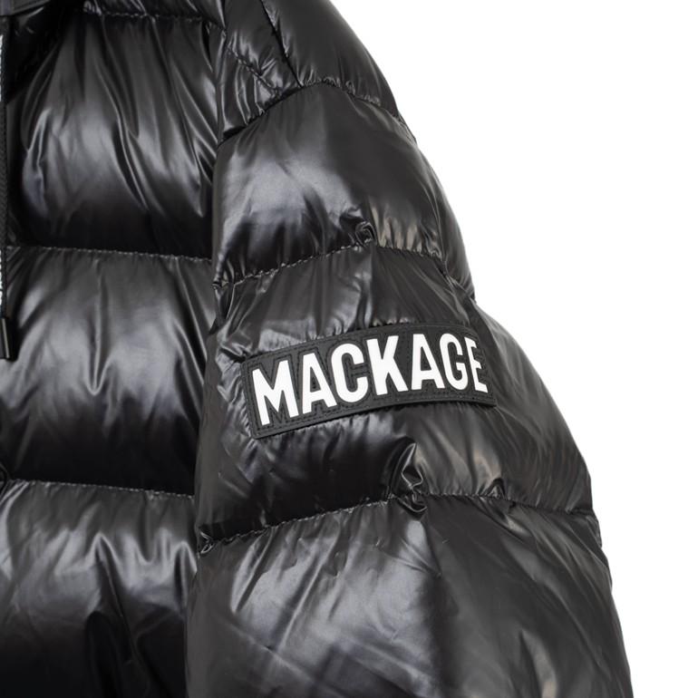 マッカージュ VICTOR(ビクター) ナノダウンジャケット 一体型フード メンズアウター 軽量ナイロン ブラック VICTOR BLACK MACKAGEの画像