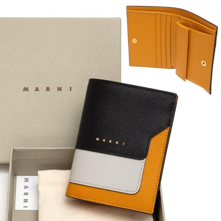MARNI マルニ サフィアーノレザー バイフォールドウォレット スナップ 