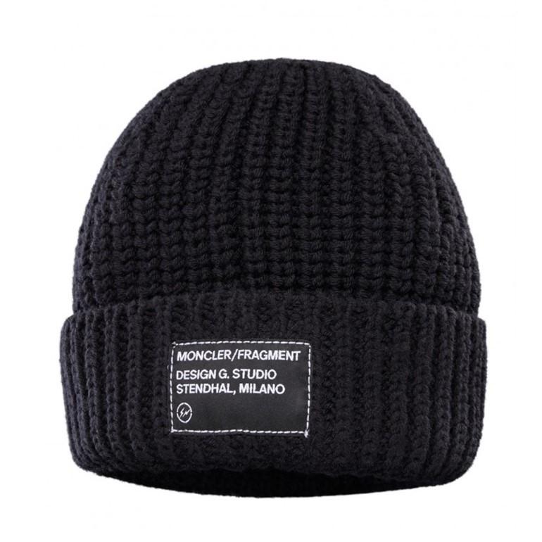 モンクレールフラグメントビーニーニット帽ブラック