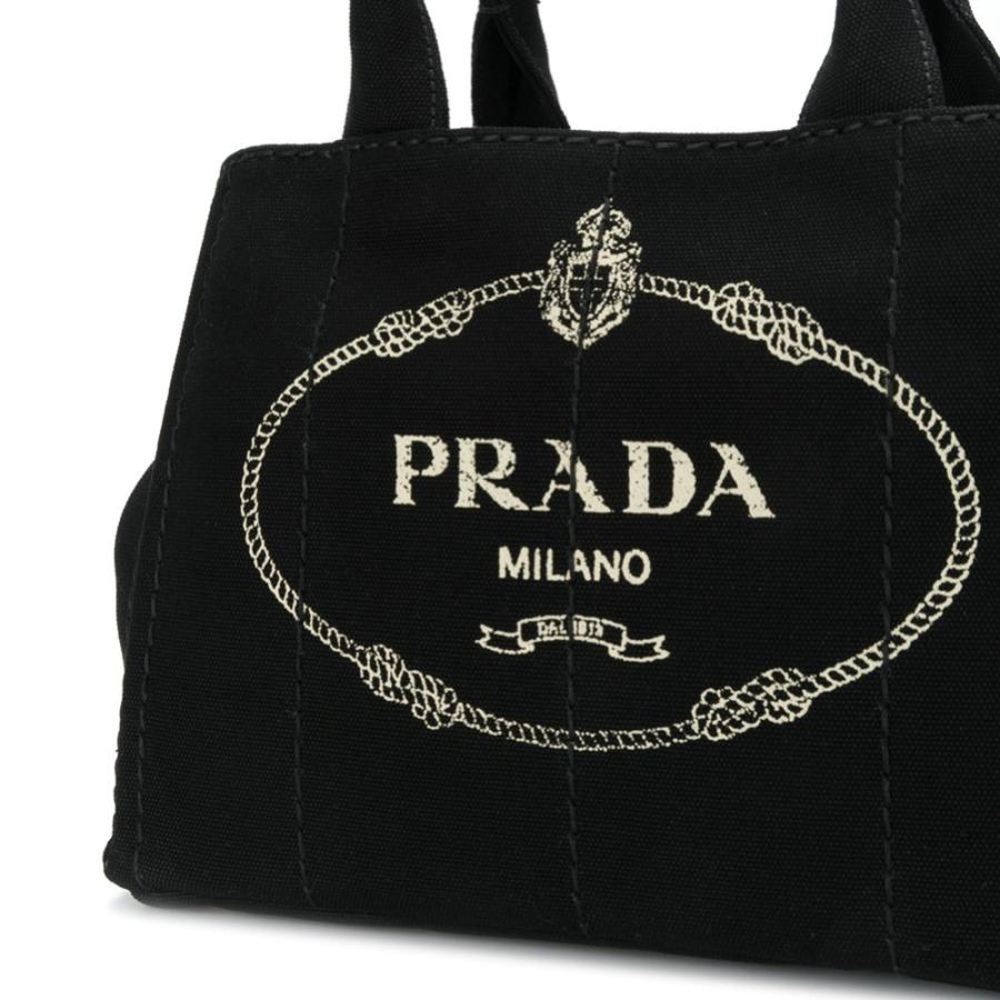 プラダ カナパ ミニバッグ インナー&ストラップストライプ柄 コットントート ブラック fabric tote BLACK  1BG439ZKIF0N12 PRADA