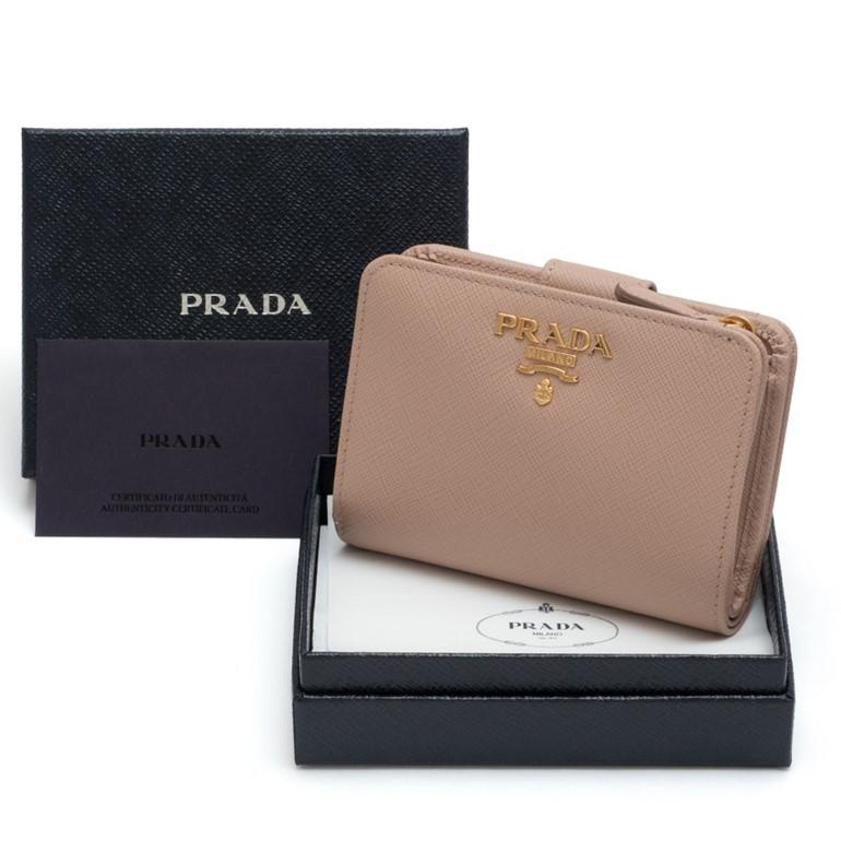 プラダ サフィアーノ 手帳型ミニ財布 内側マルチカラー二つ折り財布 L