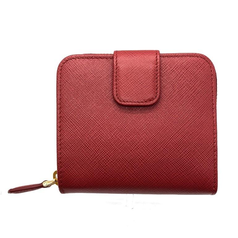 プラダ サフィアーノレザー ジップコインケース付き二つ折り財布  