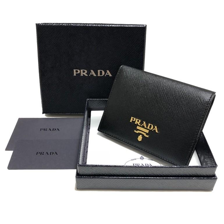 プラダ サフィアーノレザー 二つ折り財布 内側マルチカラー スクエア  