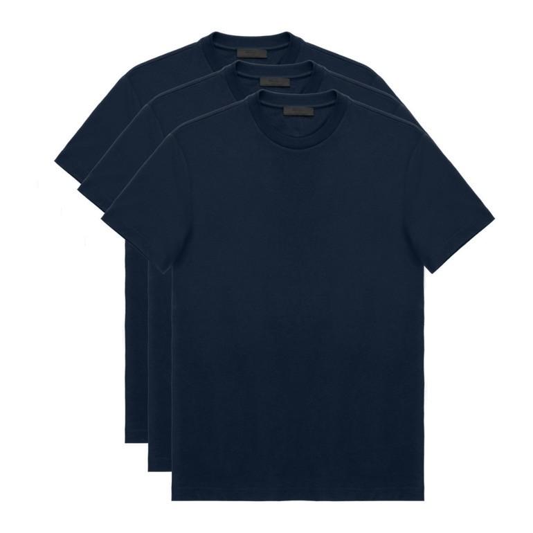 プラダ 3パック コットンジャージーTシャツ クルーネック ネイビー