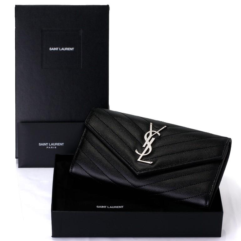 イブサンローランモノグラムキルティングレザーフラップ長財布