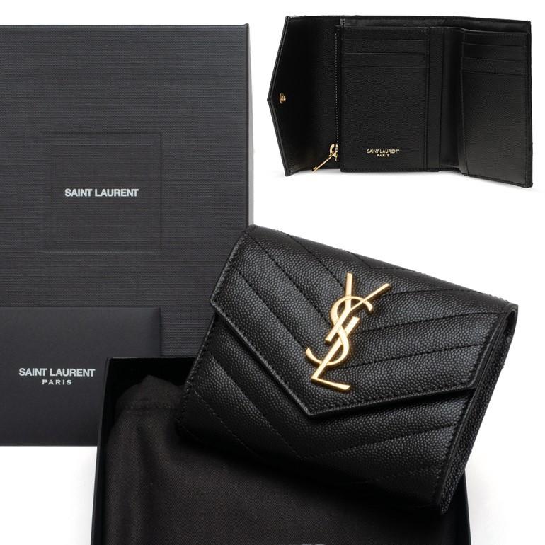 SAINT LAURENT サンローラン モノグラム コンパクト 3つ折り財布-