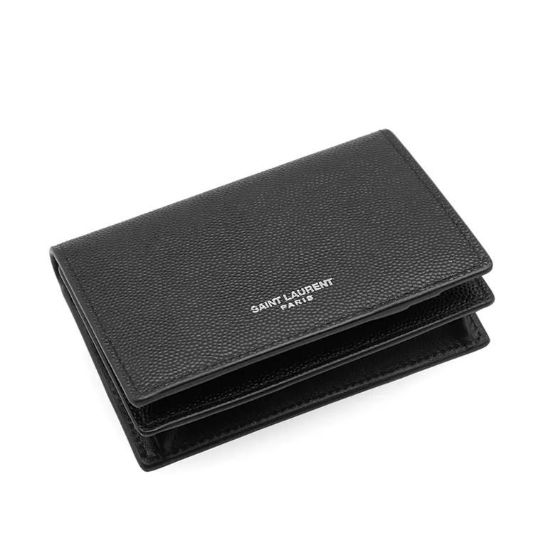 Saint Laurent BUSINESS CARD CASE IN GRAIN DE POUDRE EMBOSSED LEATHER  (469338BTY7N1000)