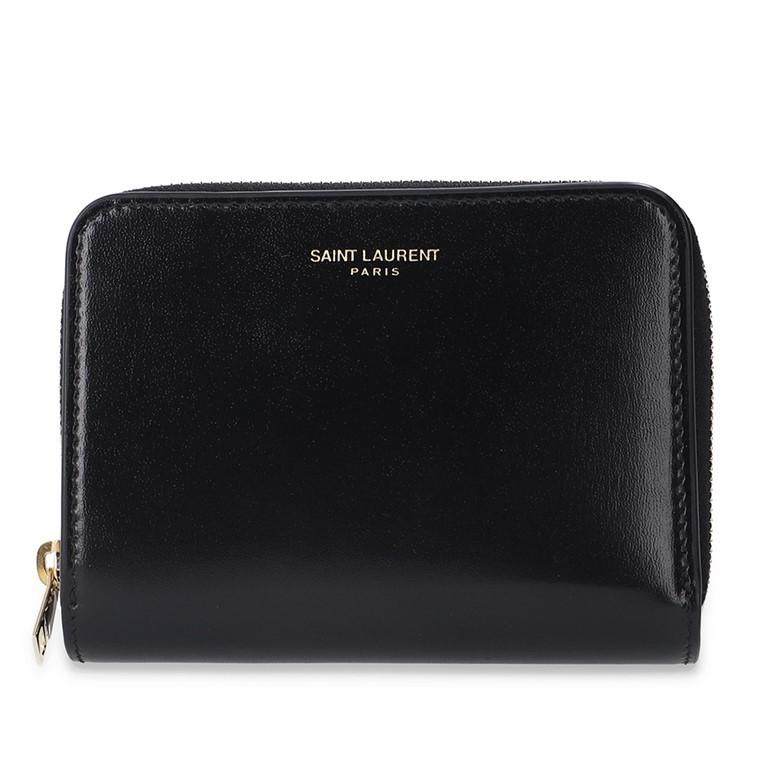 サンローラン コンパクトジップウォレット シャイニーレザー ラウンド