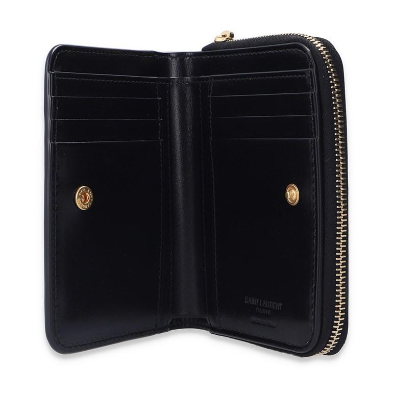 サンローラン コンパクトジップウォレット シャイニーレザー ラウンド