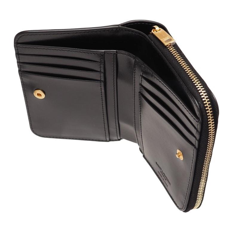 サンローラン コンパクトジップウォレット シャイニーレザー ラウンド