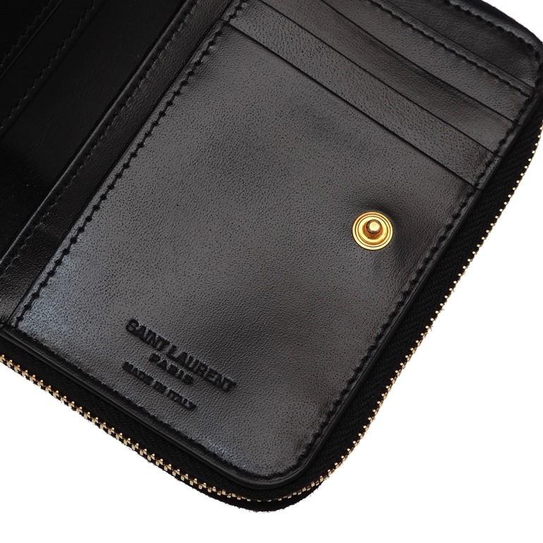 サンローラン コンパクトジップウォレット シャイニーレザー ラウンド