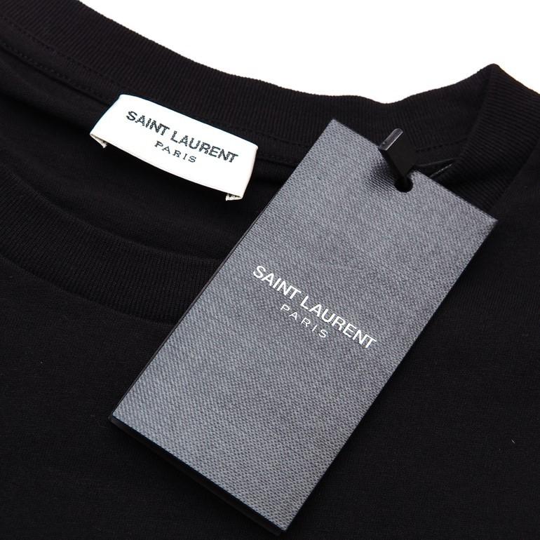サンローラン 半袖Tシャツ センターロゴ/スタープリント コットン 