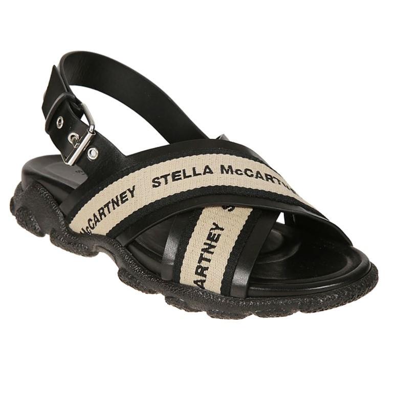 ステラマッカートニー クロスベルトフラットサンダル ロゴストラップ  