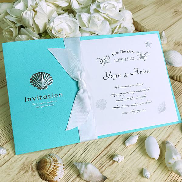 結婚式 招待状 ブルーシェル 10部セット 印刷なし 手作り キット ウェディング ウエディング 披露宴 夏 夏挙式 サマーウェディング リゾートウェディング |  | 02