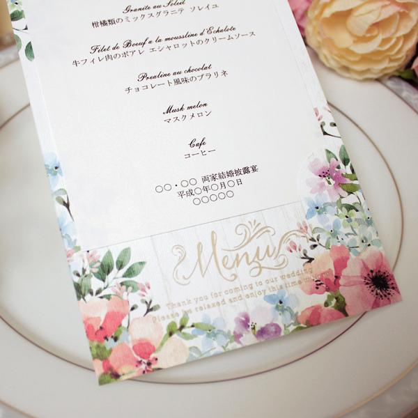 結婚式 メニュー クラーラ 10部セット 手作り キット ウェディング  披露宴 用紙かわいい おしゃれ 花 |  | 02