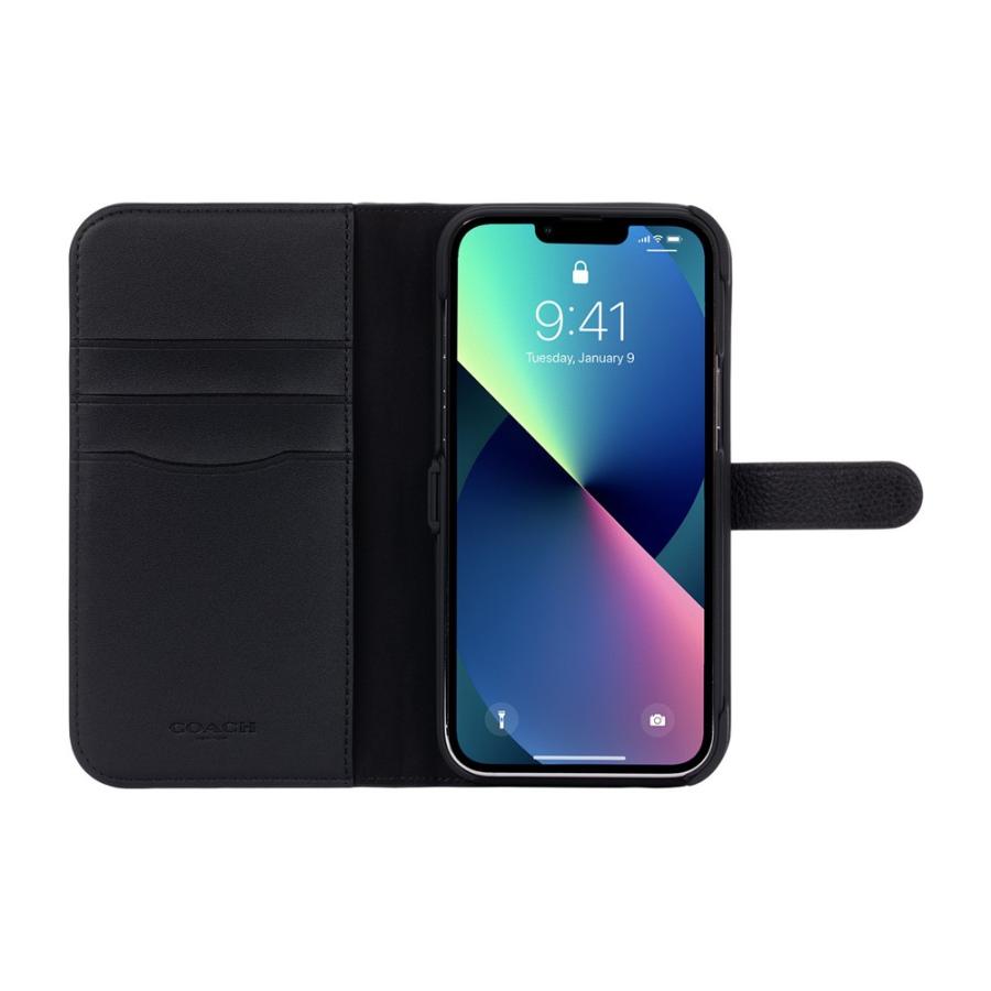 coach コーチ iPhoneケース シグネチャー レザー 手帳型 ブラック