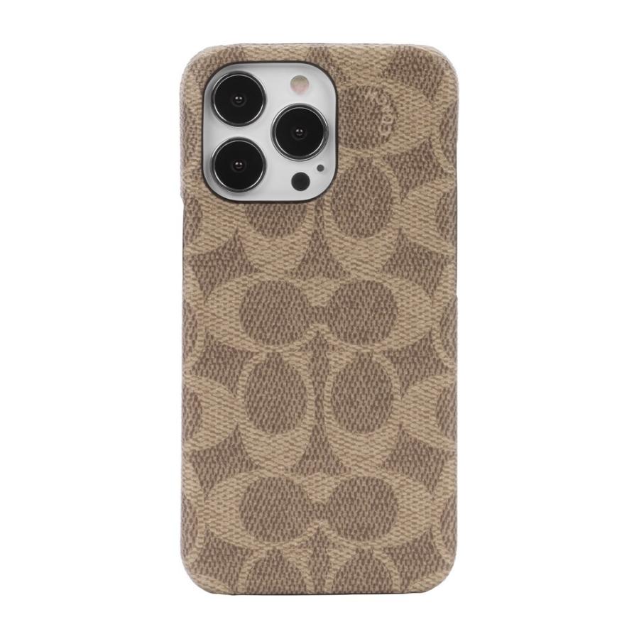 COACH コーチ スマホケース ハード ケース iPhone13Pro PVCレザー Coach柄 ブラウン 2021 Coach Slim Wrap Signature C Khaki