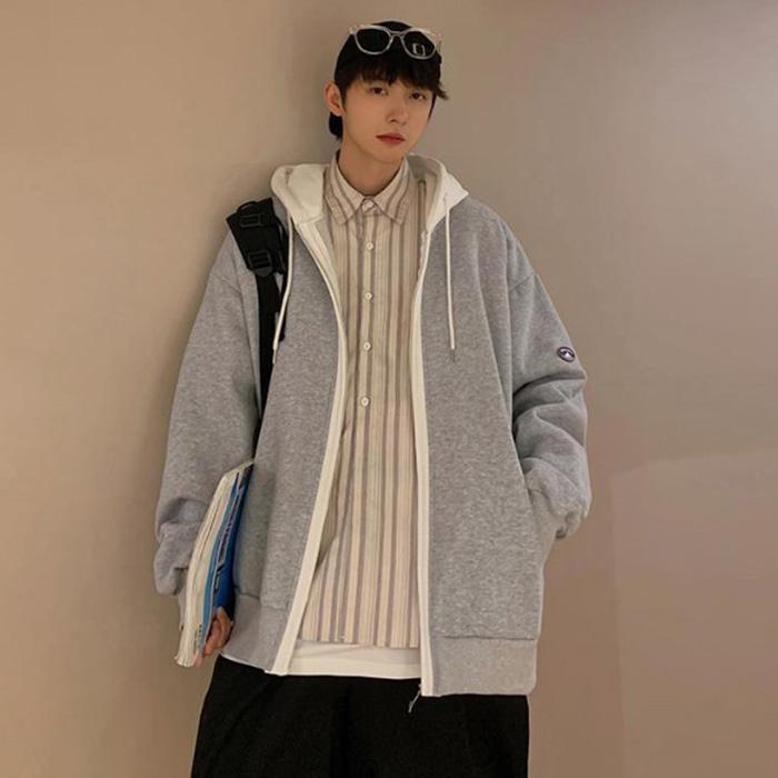 パーカー 大きいサイズ 薄手 メンズ ジップアップ おしゃれ 秋 黒 コーデ 白 トップス 紐 |  | 11