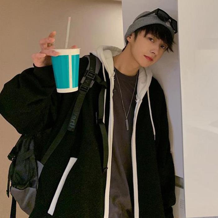 パーカー 大きいサイズ 薄手 メンズ ジップアップ おしゃれ 秋 黒 コーデ 白 トップス 紐 |  | 04