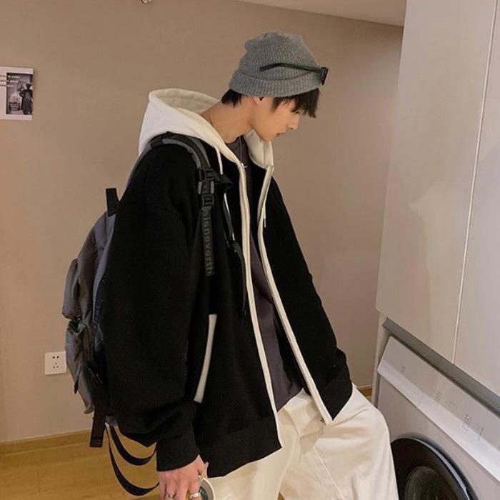 パーカー 大きいサイズ 薄手 メンズ ジップアップ おしゃれ 秋 黒 コーデ 白 トップス 紐 |  | 05