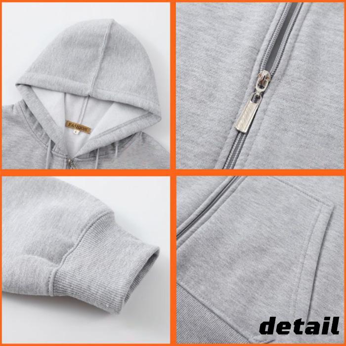 パーカー メンズ レディース 無地 ゆったり 裏起毛 シンプル おしゃれ 黒 ジップアップ 紐 制服 |  | 04