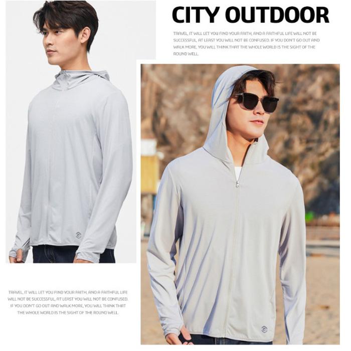 ラッシュガード uv メンズ upf50 無地 長袖 海 パーカー フード グレー