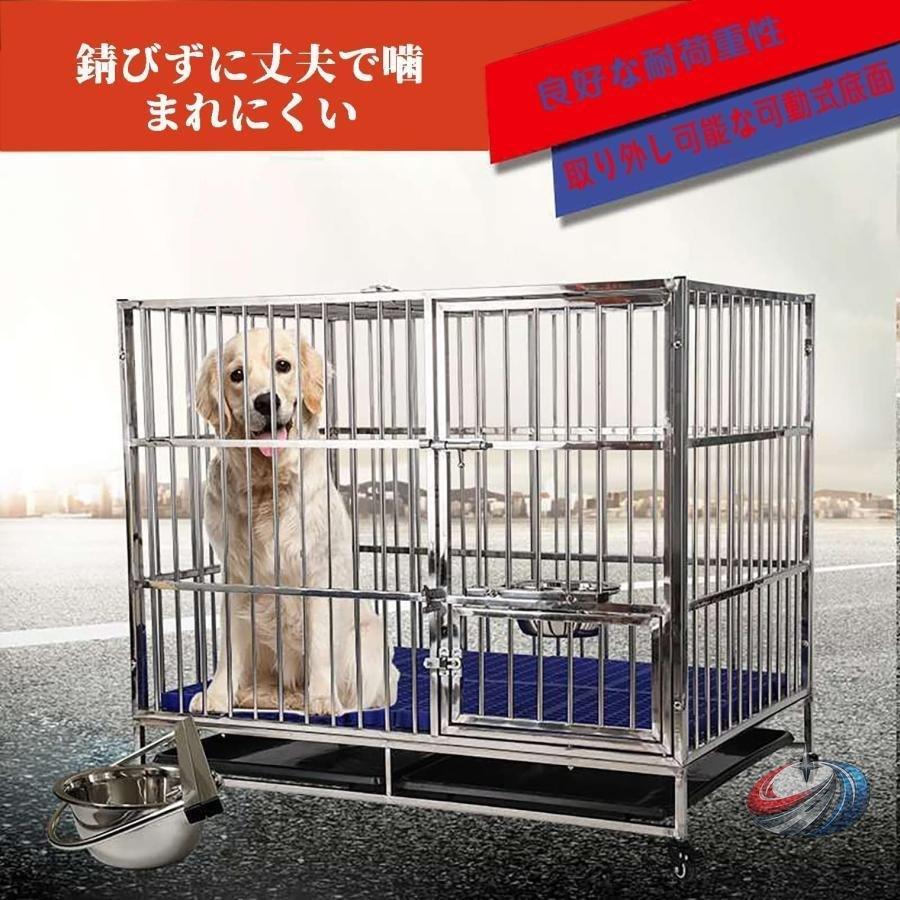 ステンレス犬用ケージ 大型犬対応 110×72×95cm 頑丈設計 猫にも対応