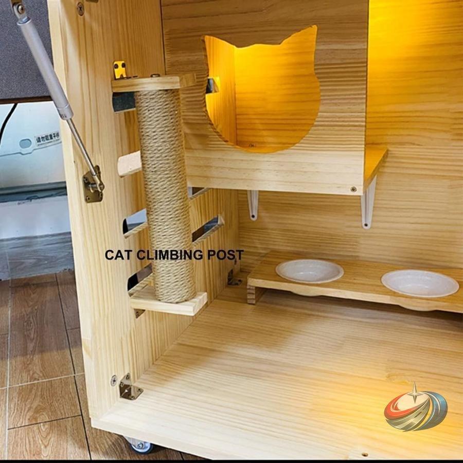 木製猫ケージ 猫の家 透明アクリル扉 松材 90×60×60cm 飼い猫の展示棚