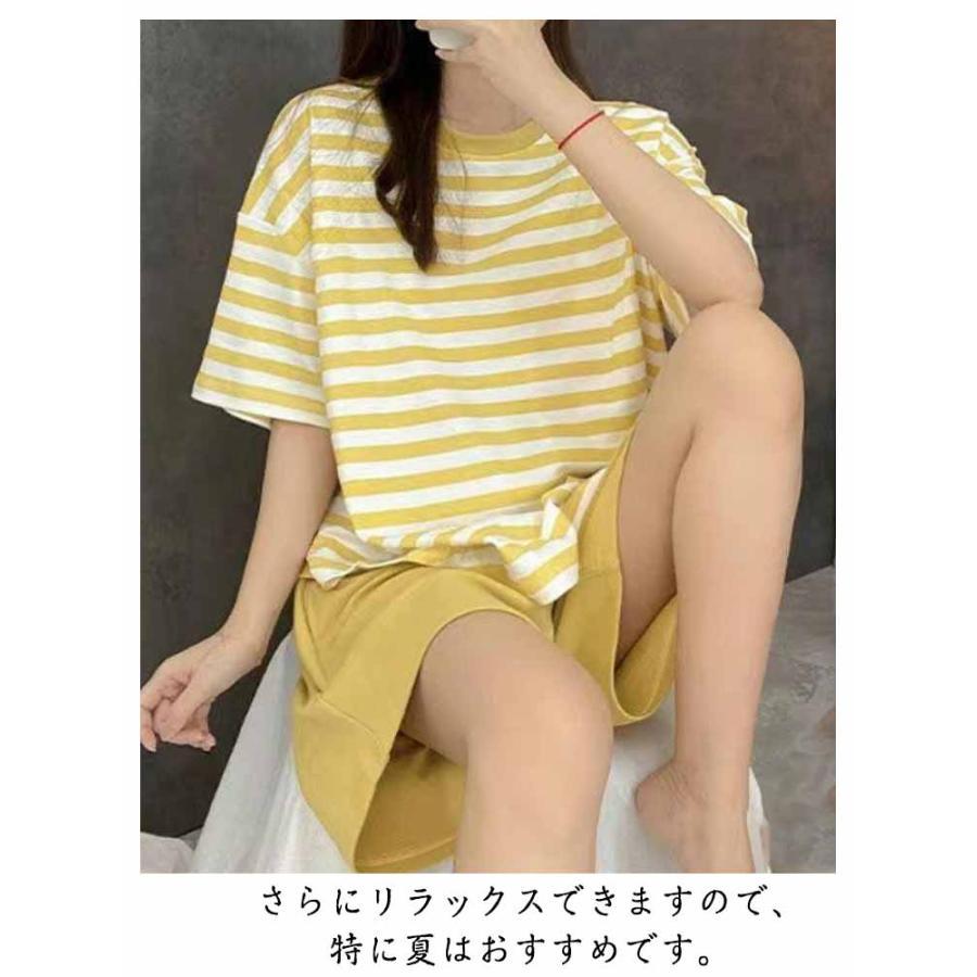 上下セット ルームウェア レディース カップ付き 半袖Tシャツ Tシャツ パジャマ ラウンドネック カップ付きインナートップス 半袖 カップ付き ブラ |  | 13