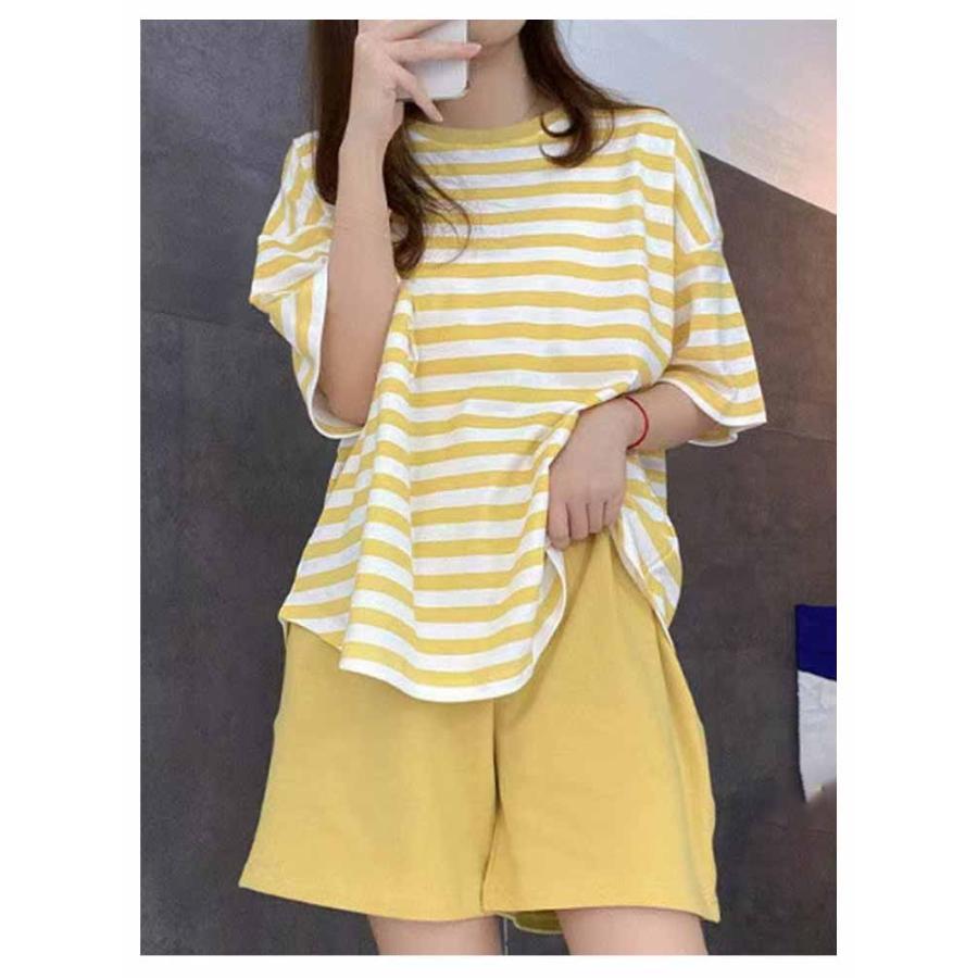 上下セット ルームウェア レディース カップ付き 半袖Tシャツ Tシャツ パジャマ ラウンドネック カップ付きインナートップス 半袖 カップ付き ブラ |  | 14