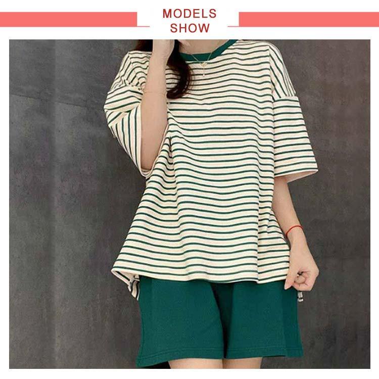 上下セット ルームウェア レディース カップ付き 半袖Tシャツ Tシャツ パジャマ ラウンドネック カップ付きインナートップス 半袖 カップ付き ブラ |  | 07