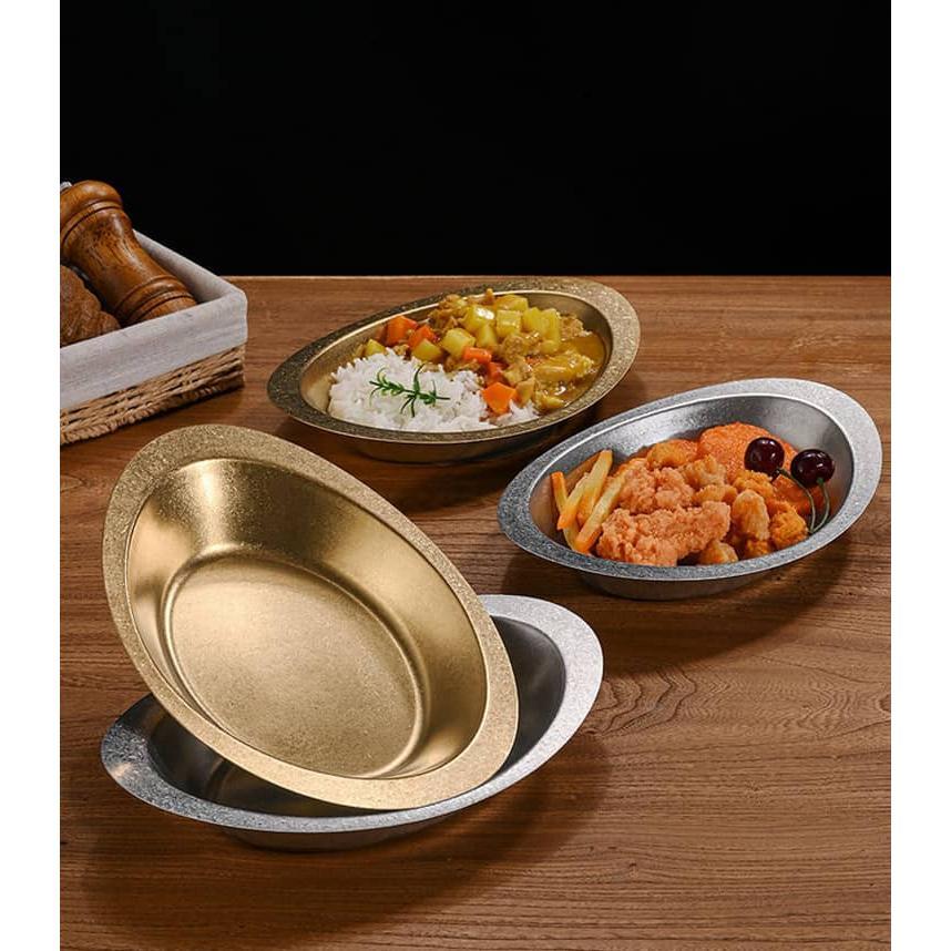 プレート カレー皿 ステンレス製 深め レトロ カレーボウル 食器 楕円 舟形皿 皿 お皿 カレー皿 キッチン用品 ステンレス カレーライス 盛り付け |  | 10