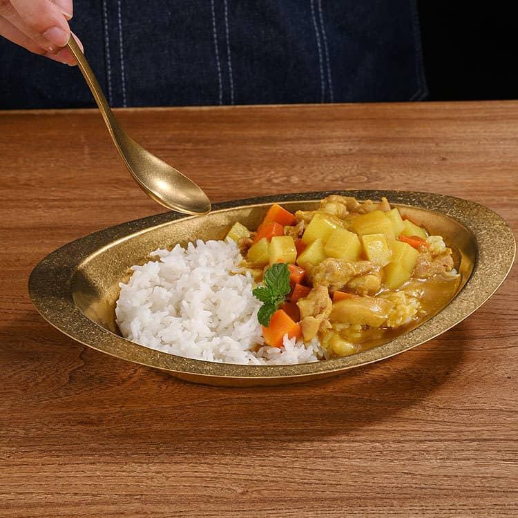 プレート カレー皿 ステンレス製 深め レトロ カレーボウル 食器 楕円 舟形皿 皿 お皿 カレー皿 キッチン用品 ステンレス カレーライス 盛り付け |  | 01