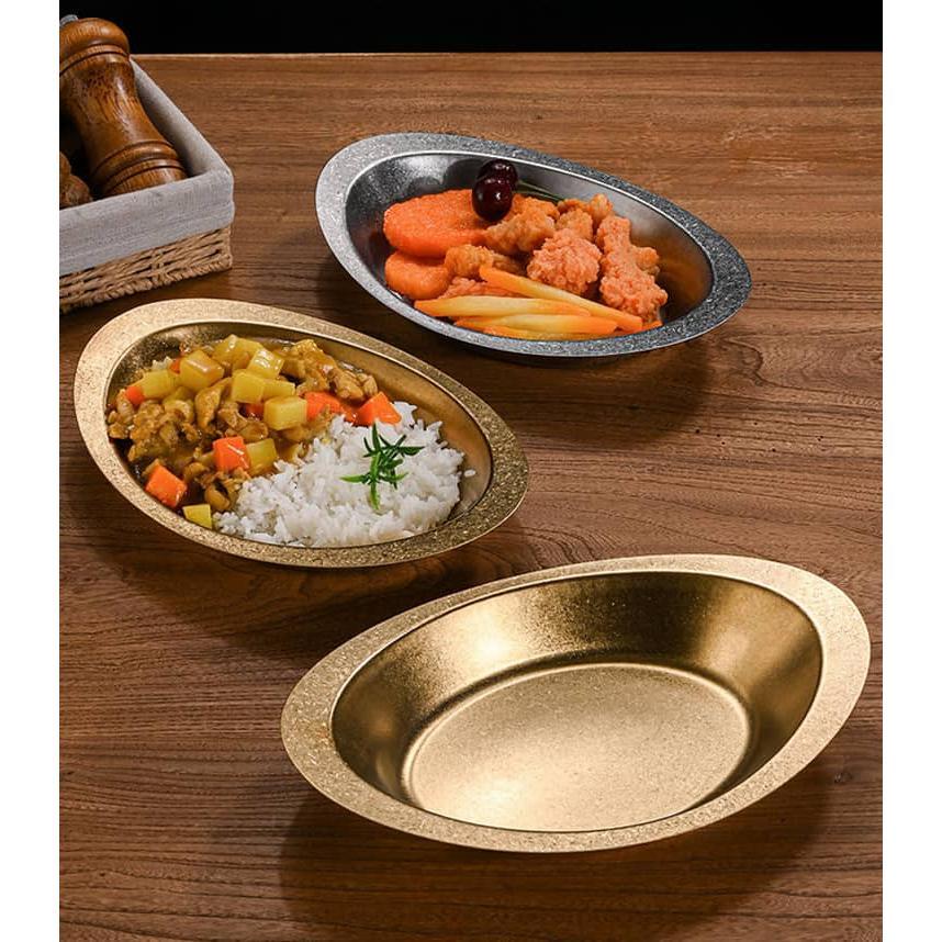 プレート カレー皿 ステンレス製 深め レトロ カレーボウル 食器 楕円 舟形皿 皿 お皿 カレー皿 キッチン用品 ステンレス カレーライス 盛り付け |  | 09