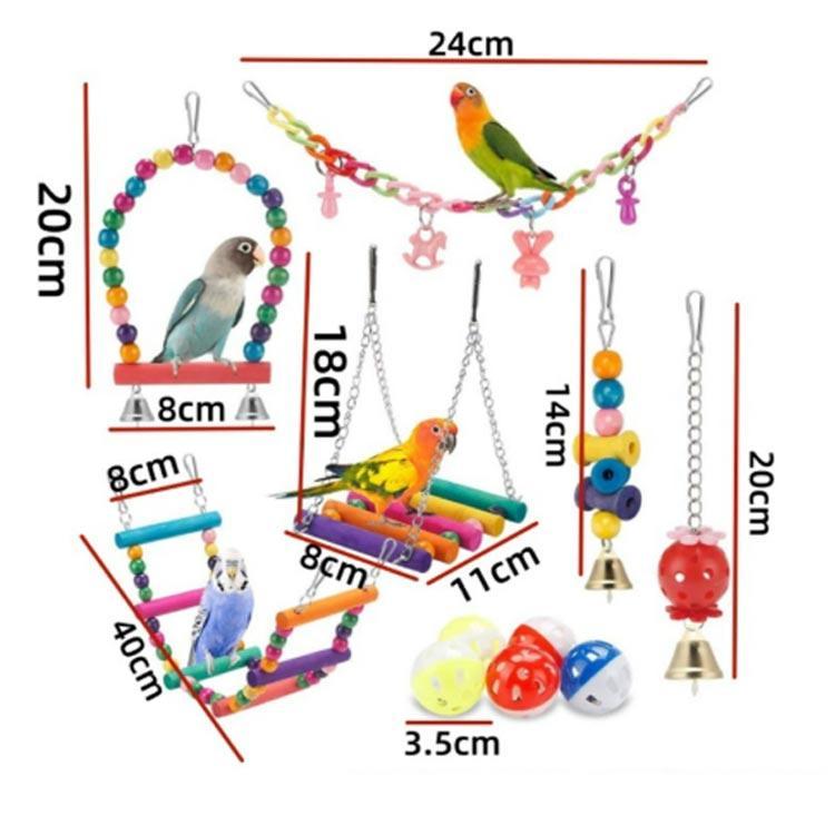 鳥 オウムブランコ おもちゃ 文鳥 スタンド バードトイ 8個組 インコ