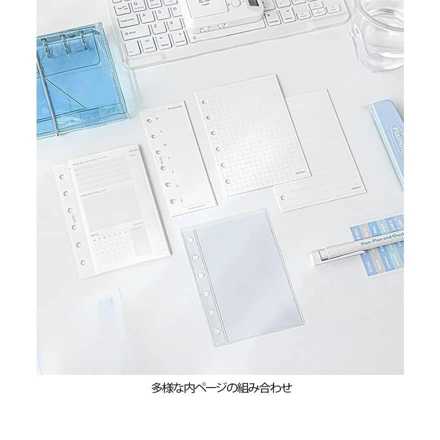多機能 A7 三つ折りノート クリア 高品質 インスタ風 横罫線ページ メモ帳 6穴 2個セット クリア感 ノート 日記帳 収納ノート 方眼ページ リ |  | 15