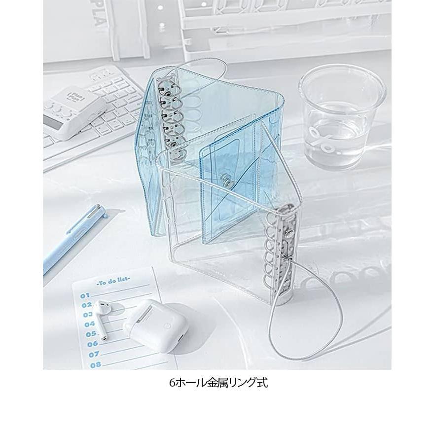多機能 A7 三つ折りノート クリア 高品質 インスタ風 横罫線ページ メモ帳 6穴 2個セット クリア感 ノート 日記帳 収納ノート 方眼ページ リ |  | 10