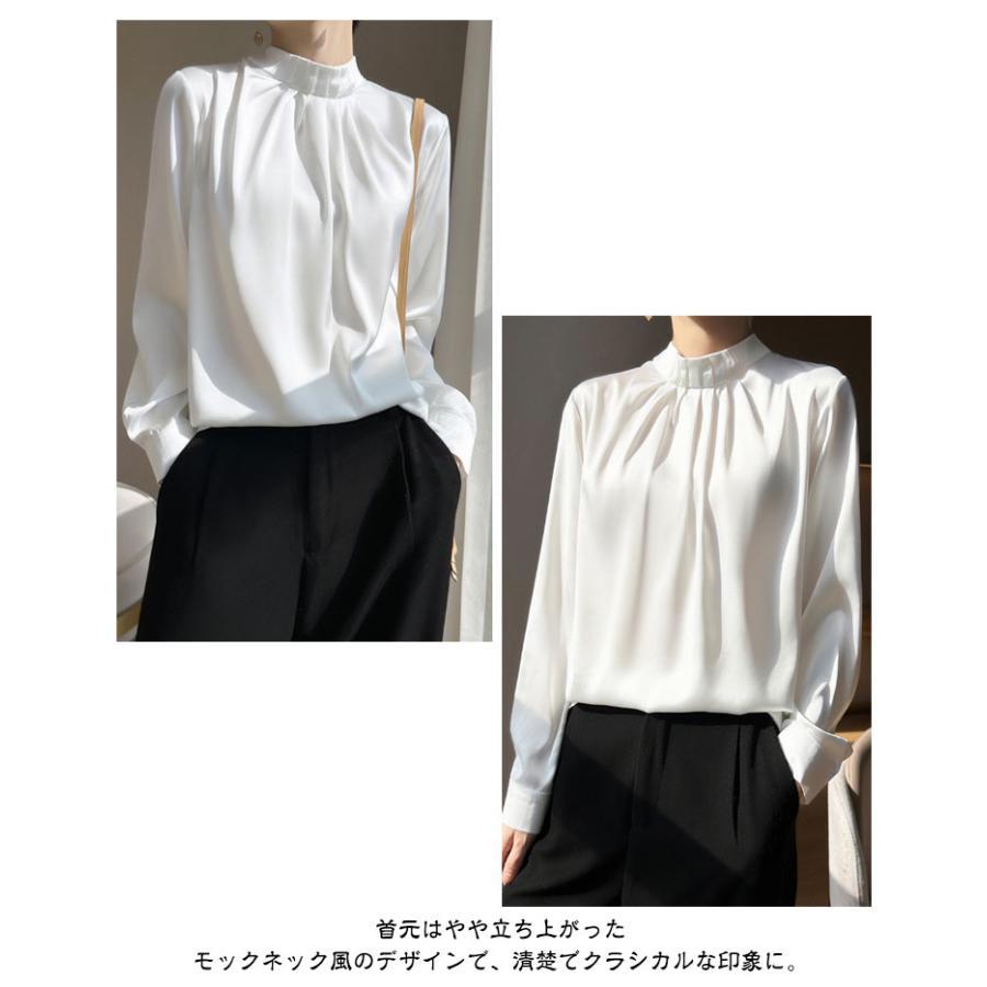 長袖 ブラウス シャツブラウス スタンドカラー レディース 無地 タック入り プリーツ 秋 トップス 冬 バンドカラー シャツ きれいめ おしゃれ フ |  | 12