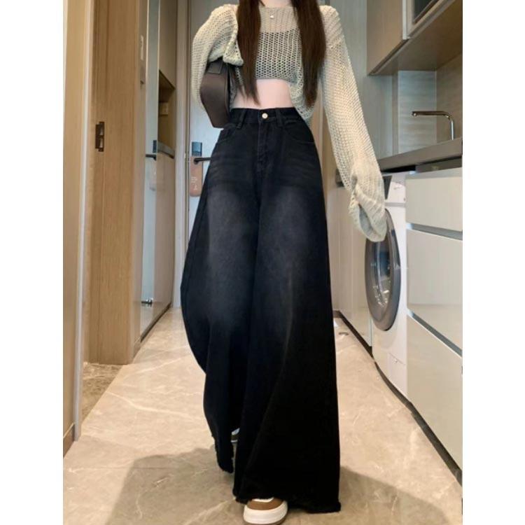 低身長/高身長 ワイドデニムパンツ ジーンズ レディース ハイウェスト デニム ガウチョパンツ ワイドお庵 フレアパンツ バギーパンツ 美脚 体型カバ |  | 04