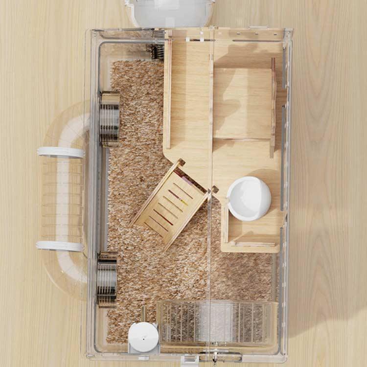 ハムスターケージ 透明ケージ 大型 大きい ハムスターケージ 多頭飼い対応 45×30×33cm アクリル製 小動物 組み立て簡単 静音設計 ゴールデ |  | 02